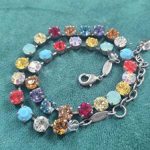 Sabika Silvertone Multicored Celebration Swarovski Crystal Choker Necklace